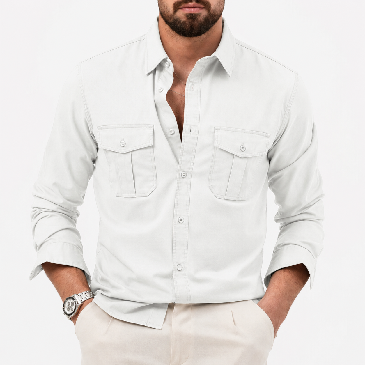 Men’s Casual Button Up Shirt | Men | Long Sleeve Cotton Blend | Relaxed Fit Everyday Shirt | Steven & Levon