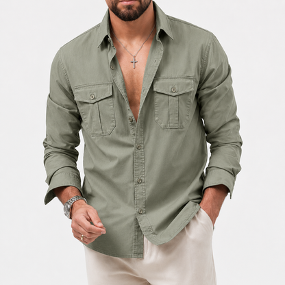 Men’s Casual Button Up Shirt | Men | Long Sleeve Cotton Blend | Relaxed Fit Everyday Shirt | Steven & Levon