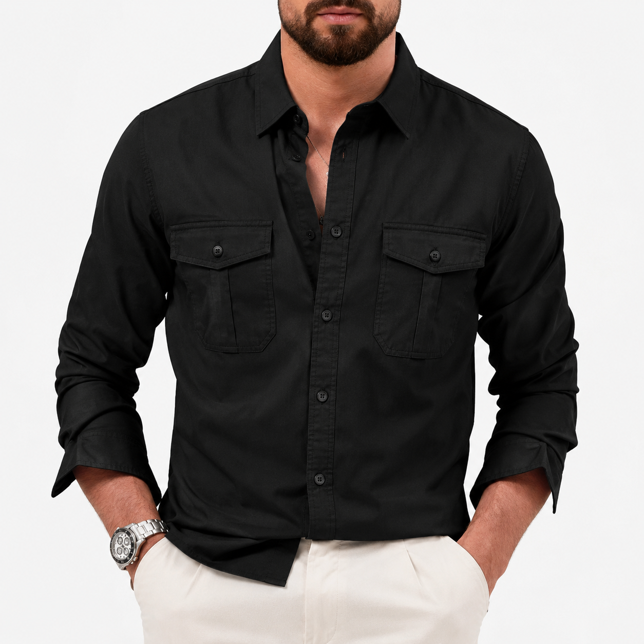 Men’s Casual Button Up Shirt | Men | Long Sleeve Cotton Blend | Relaxed Fit Everyday Shirt | Steven & Levon