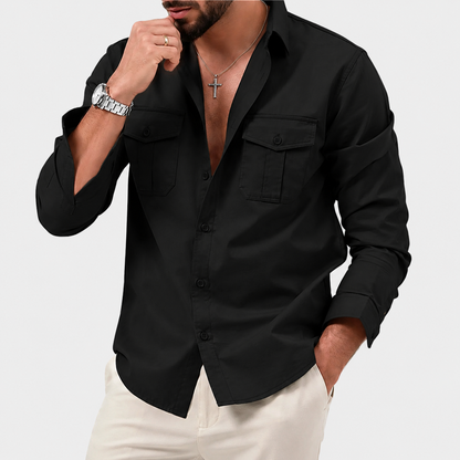 Men’s Casual Button Up Shirt | Men | Long Sleeve Cotton Blend | Relaxed Fit Everyday Shirt | Steven & Levon