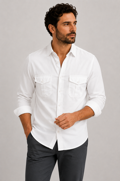 Men’s Casual Button Up Shirt | Men | Long Sleeve Cotton Blend | Relaxed Fit Everyday Shirt | Steven & Levon