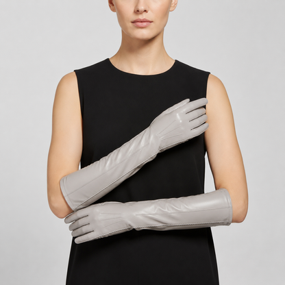 Long Classic Leather Gloves | Women | Genuine Sheepskin | 47cm Long Cuff | Winter | Steven & Levon