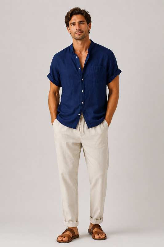 Men's Linen Summer Set | Lightweight Shirt & Shorts | Breathable Holiday Outfit | Steven & Levon