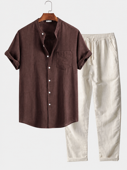 Men's Linen Summer Set | Lightweight Shirt & Shorts | Breathable Holiday Outfit | Steven & Levon