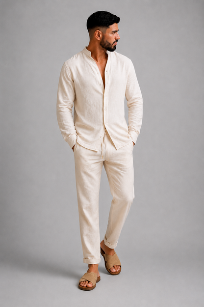 Men’s Linen Lounge Set | Men | Breathable Linen Blend | Comfortable Loungewear Co-Ord | Relaxed Fit | Steven & Levon