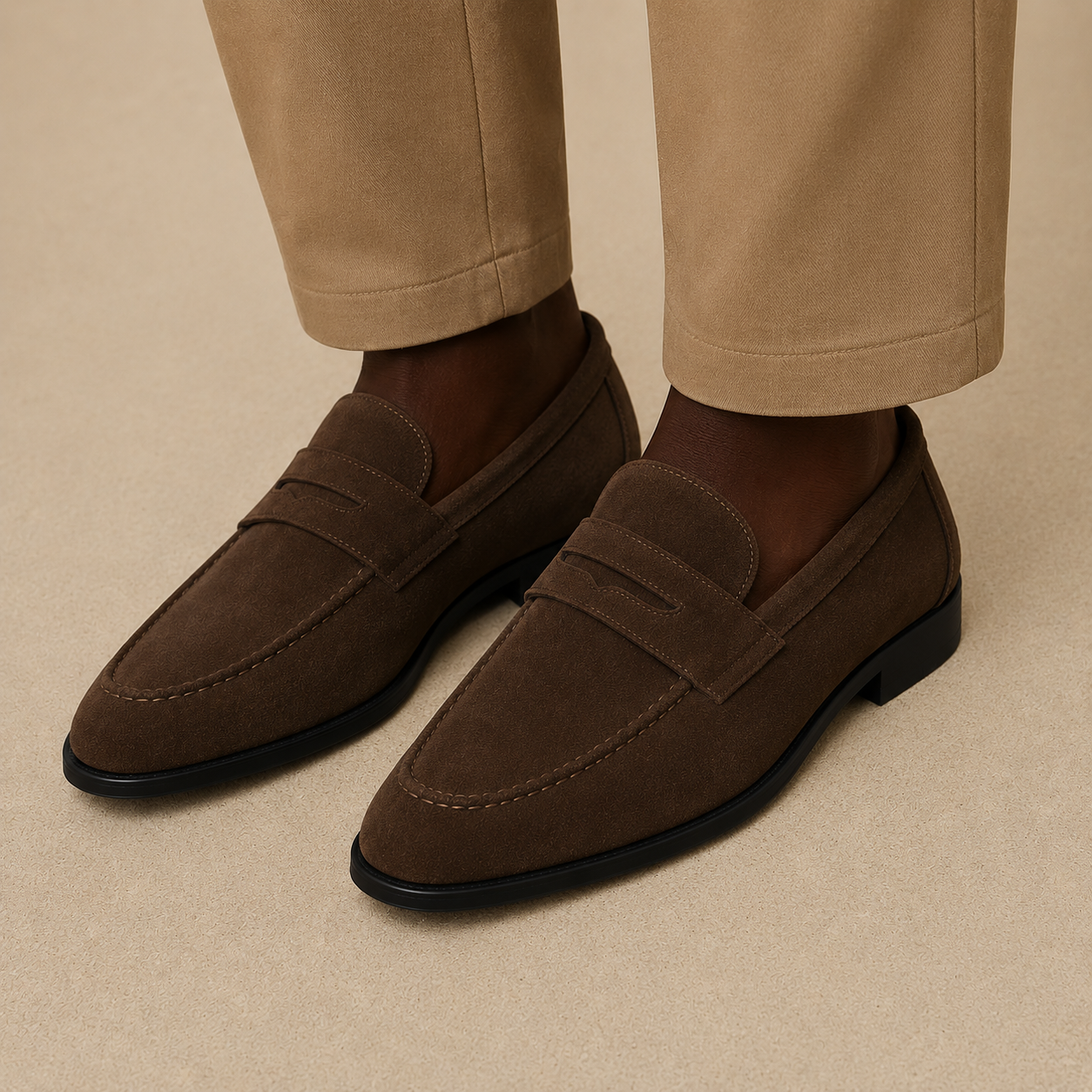 Mens Suede Penny Loafers | Casual Slip-On Shoes for Men | Steven & Levon