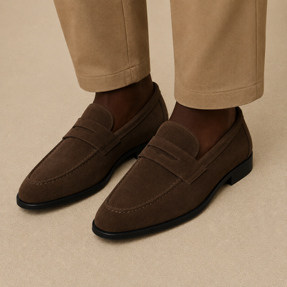Mens Suede Penny Loafers | Casual Slip-On Shoes for Men | Steven & Levon