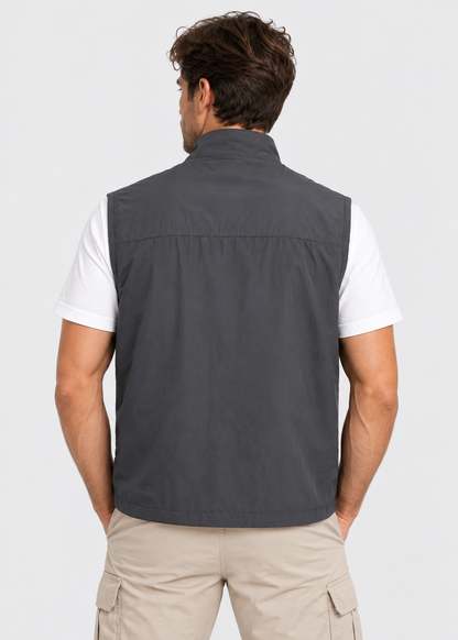 Men's Multi-Pocket Utility Gilet Vest | Lightweight | Zip Front | Outdoor Fishing Workwear | Steven & Levon