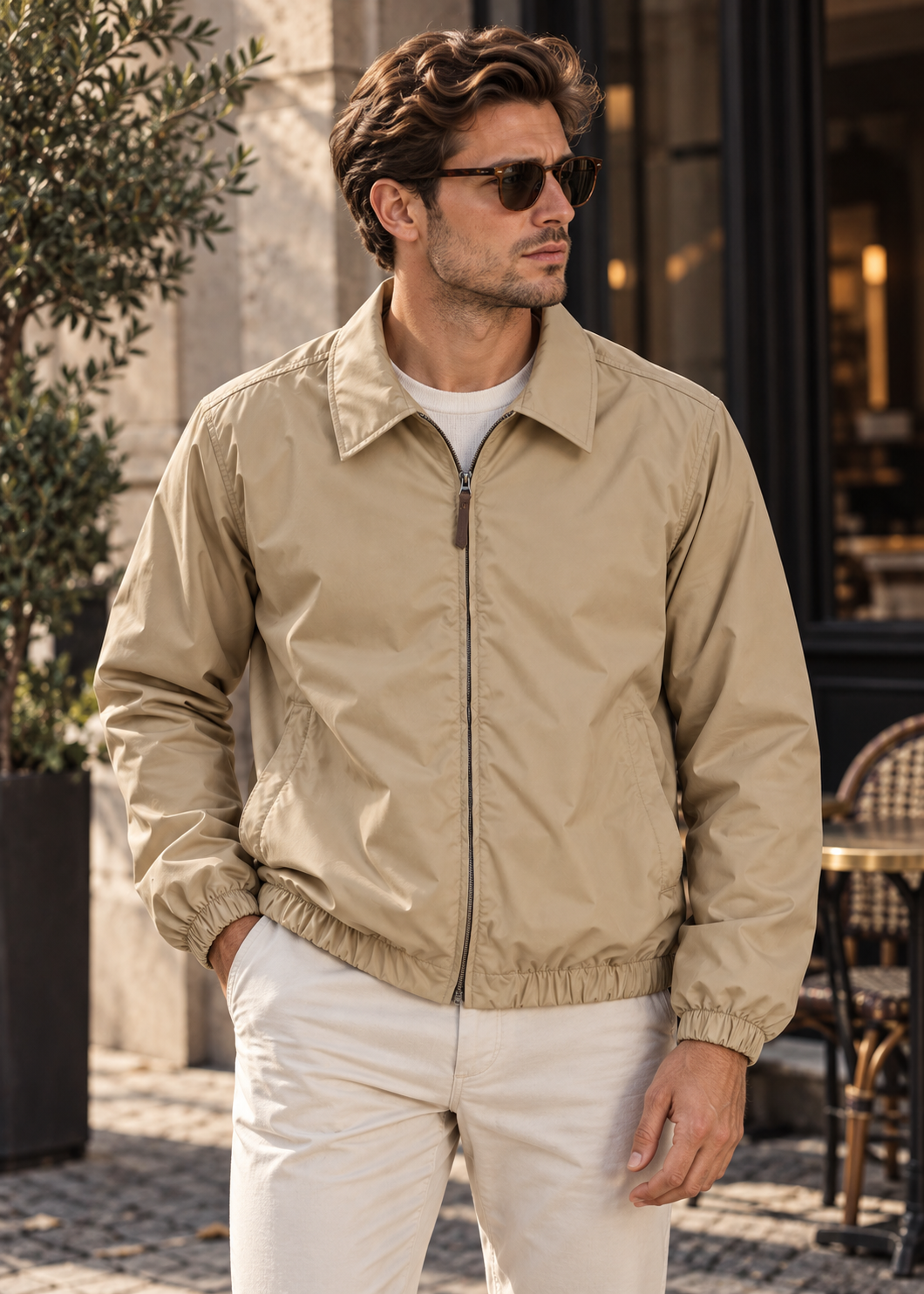 Men's Boxy Casual Jacket | Zip-Up Jacket Men | Relaxed Fit | Lightweight Everyday Outerwear | Steven & Levon