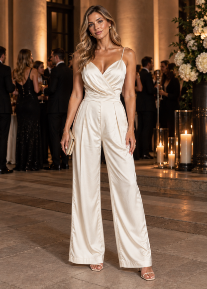 Women's Sleeveless Wide Leg Jumpsuit | High Waist & Occasion Wear | Elegant Fit | Steven & Levon