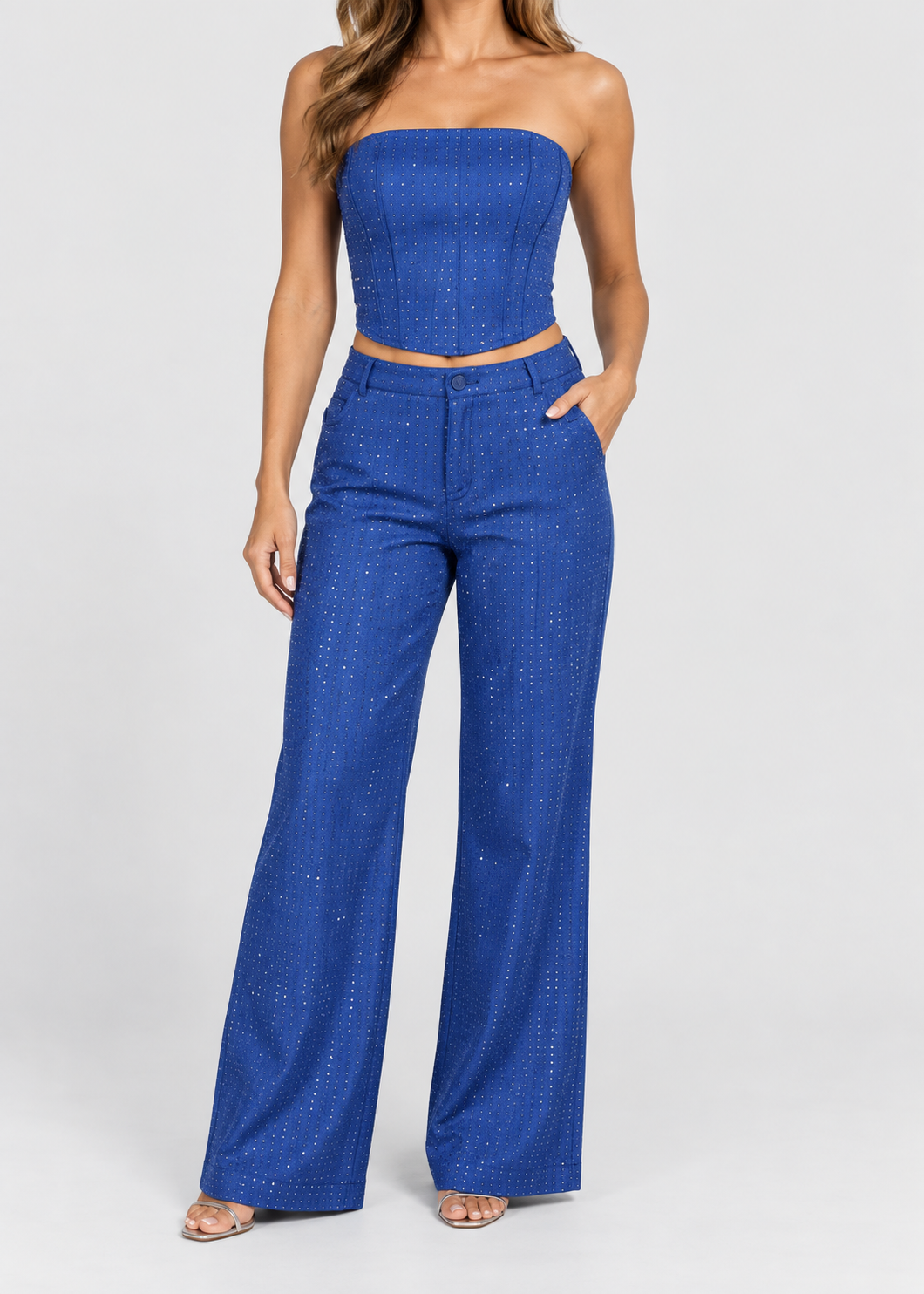 Women's Glitter 2-Piece Jeans Set | Sparkle Detail | Steven & Levon