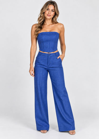 Women's Glitter 2-Piece Jeans Set | Sparkle Detail | Steven & Levon
