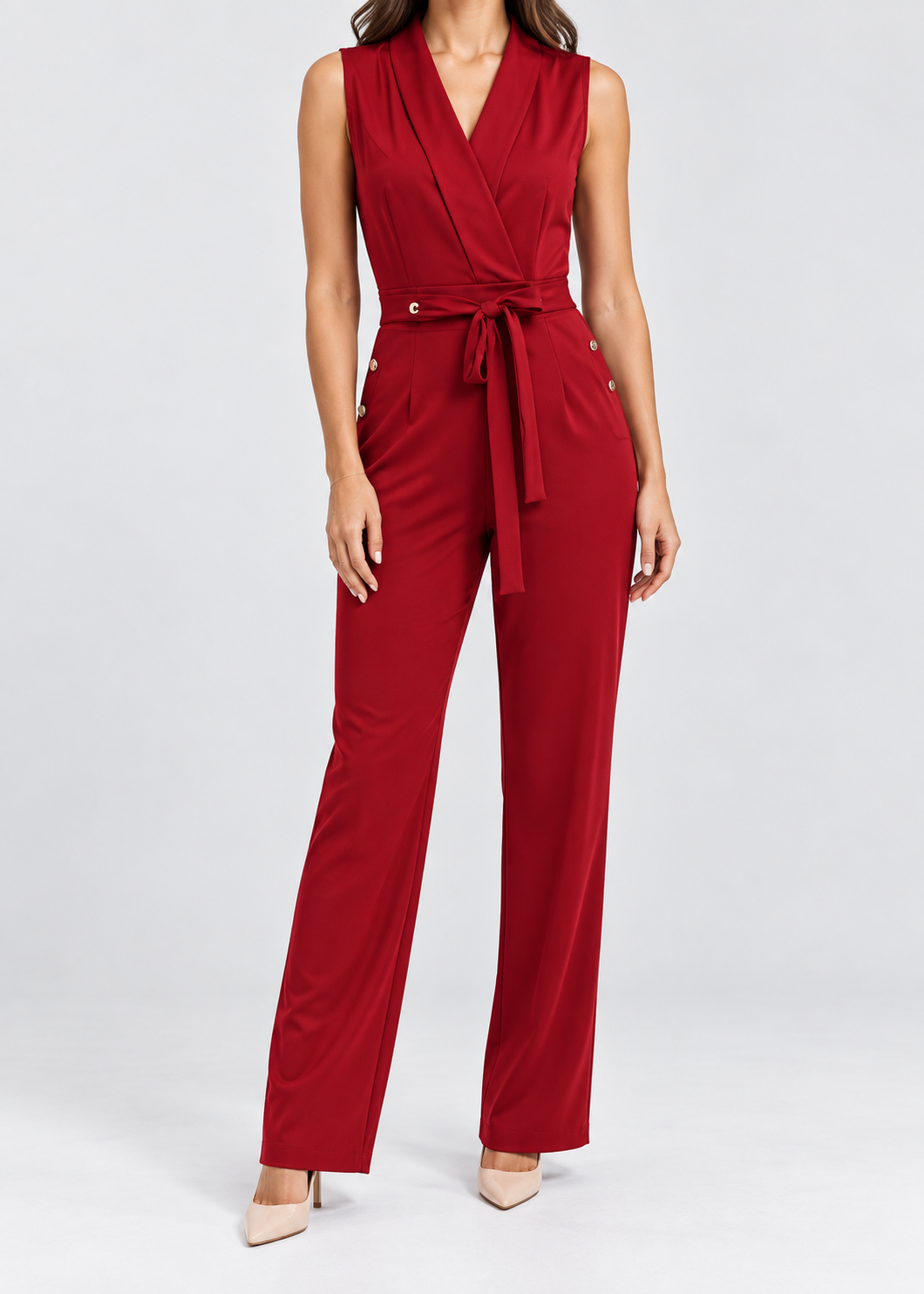 Women's V-Neck Jumpsuit | Sleeveless | Elegant Fit | Steven & Levon