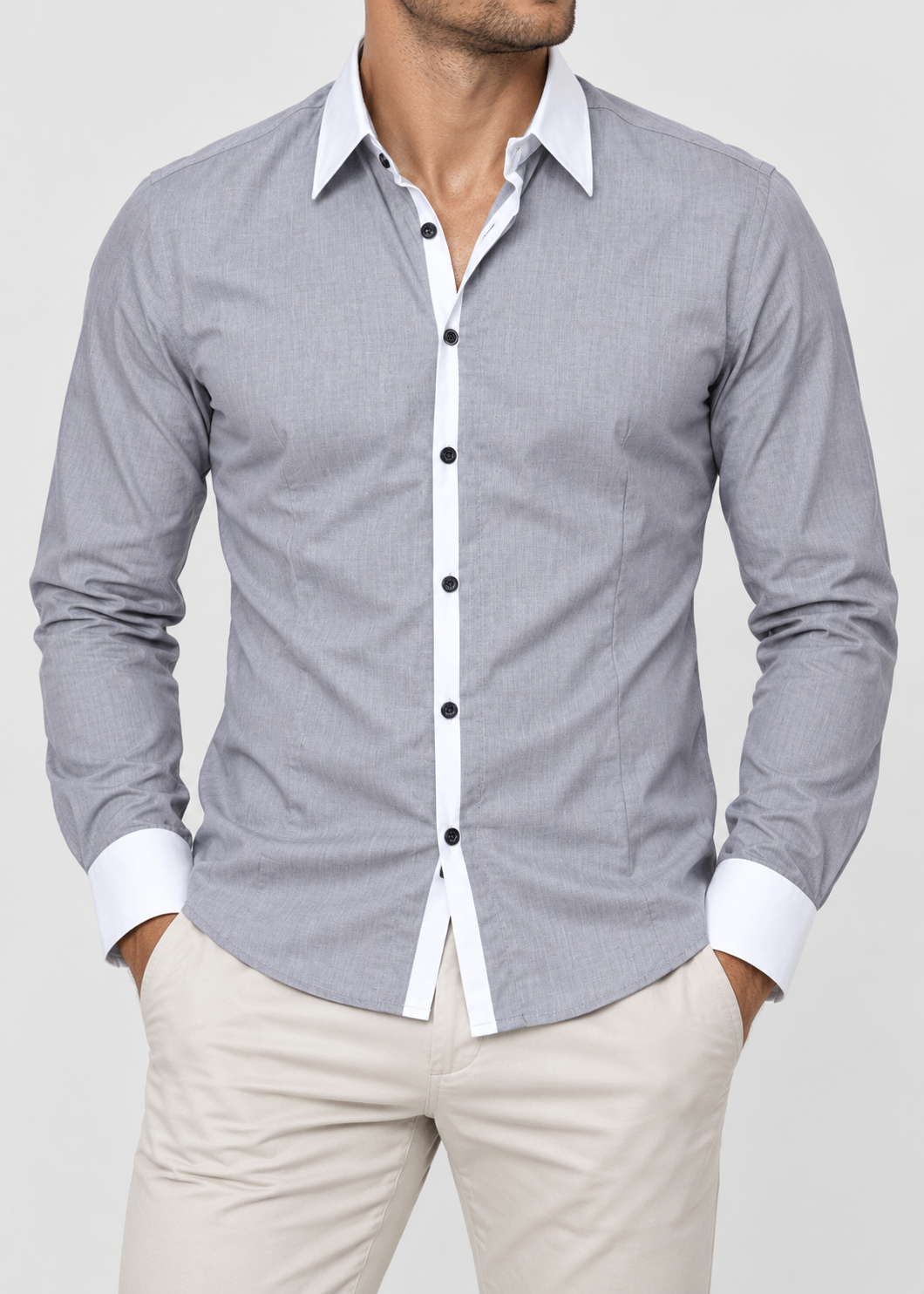 Men's Two-Tone Shirt | Men | Slim Fit | Casual Button-Up | Steven & Levon