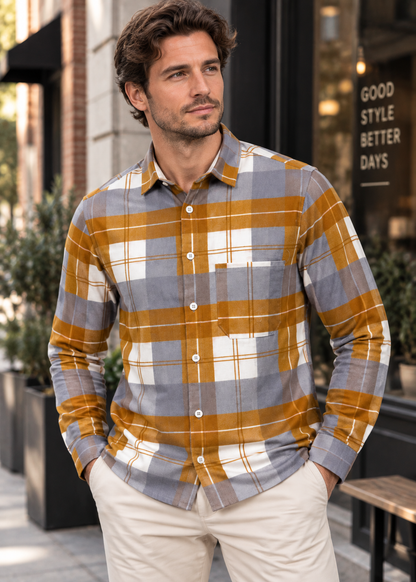 Men's Plaid Flannel Shirt | Button Up Overshirt | Steven & Levon