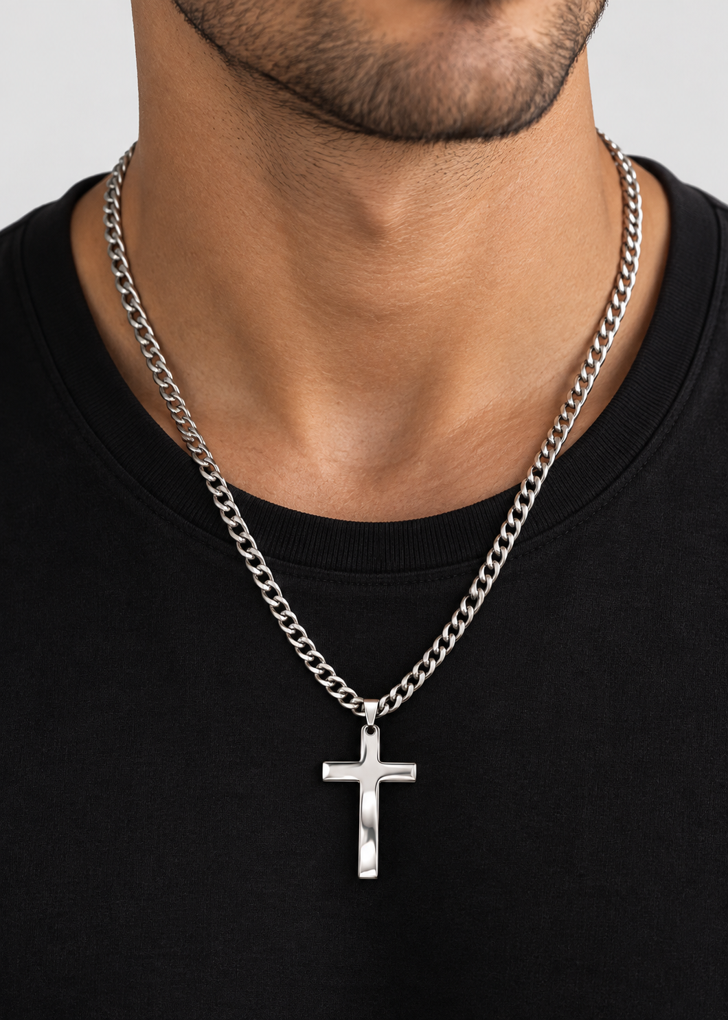 Men's Cross Necklace | Titanium Steel | Cuban Chain | Steven & Levon