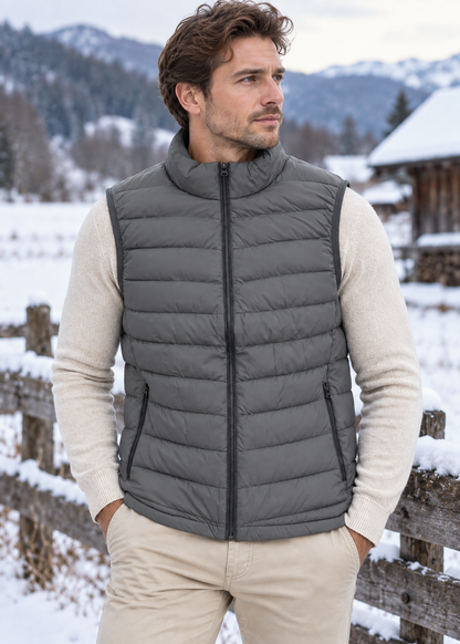 Men's Lightweight Quilted Gilet | Zip Front Bodywarmer | Insulated Sleeveless Vest | Steven & Levon