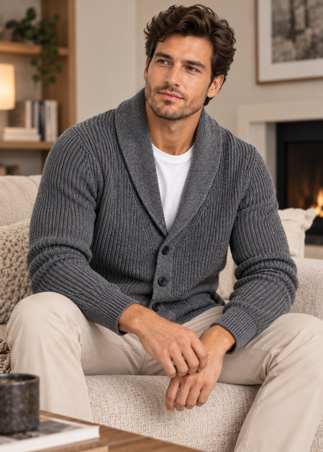 Men's Cardigan | Cotton Blend | Button Front Style | Steven & Levon