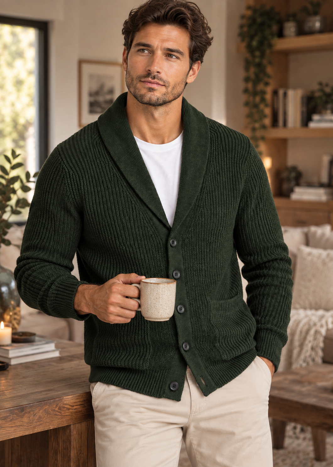 Men's Cardigan | Cotton Blend | Button Front Style | Steven & Levon
