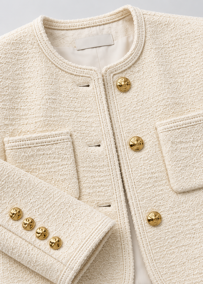 Women's Round Neck Blazer | Structured Tailored Jacket | Elegant Smart Wear | Steven & Levon