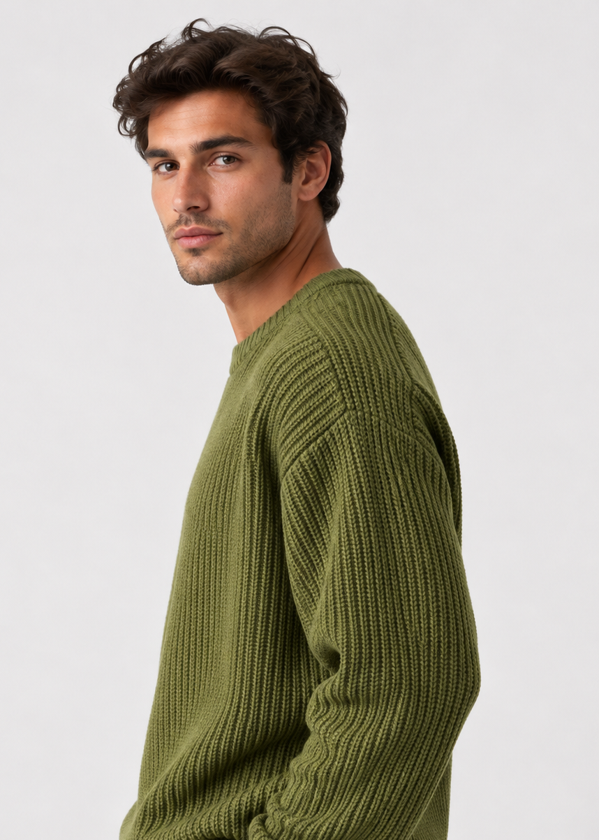 Men’s Oversized Knitted Sweater | Ribbed Knit Fabric | Textured Relaxed Fit | Steven & Levon