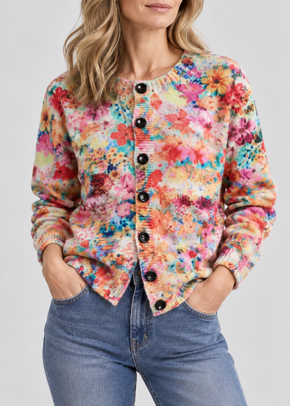 Floral Cardigan | Women's Button-Up Sweater | Polyester | Steven & Levon