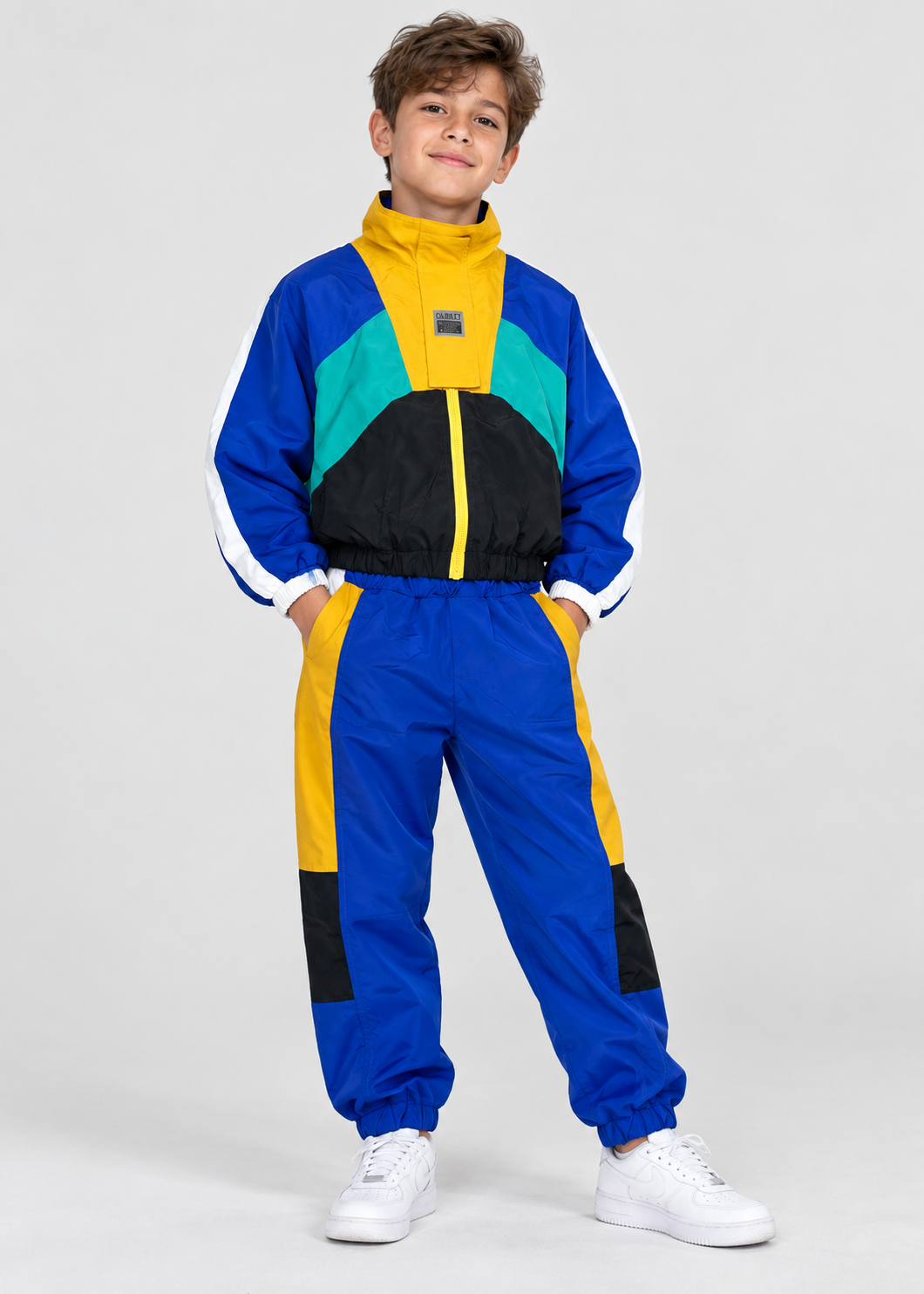 Kids Colour Block Tracksuit | Boys Zip-Up Set | Steven & Levon