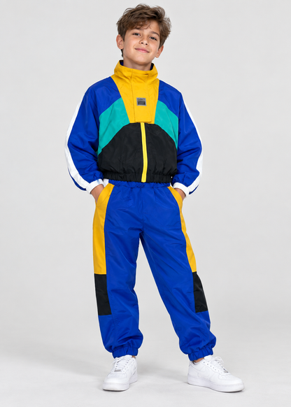 Kids Colour Block Tracksuit | Boys Zip-Up Set | Steven & Levon