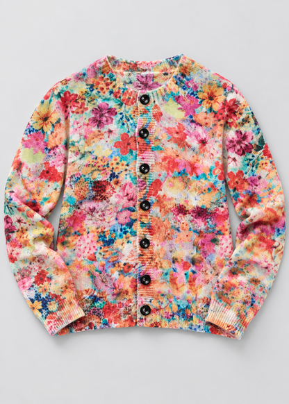 Floral Cardigan | Women's Button-Up Sweater | Polyester | Steven & Levon