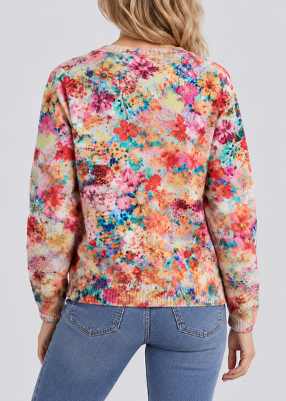 Floral Cardigan | Women's Button-Up Sweater | Polyester | Steven & Levon