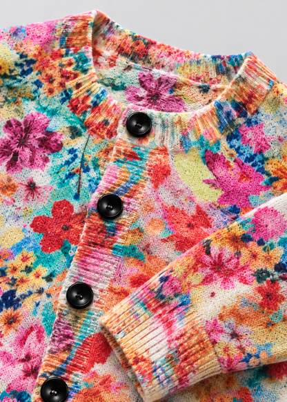 Floral Cardigan | Women's Button-Up Sweater | Polyester | Steven & Levon