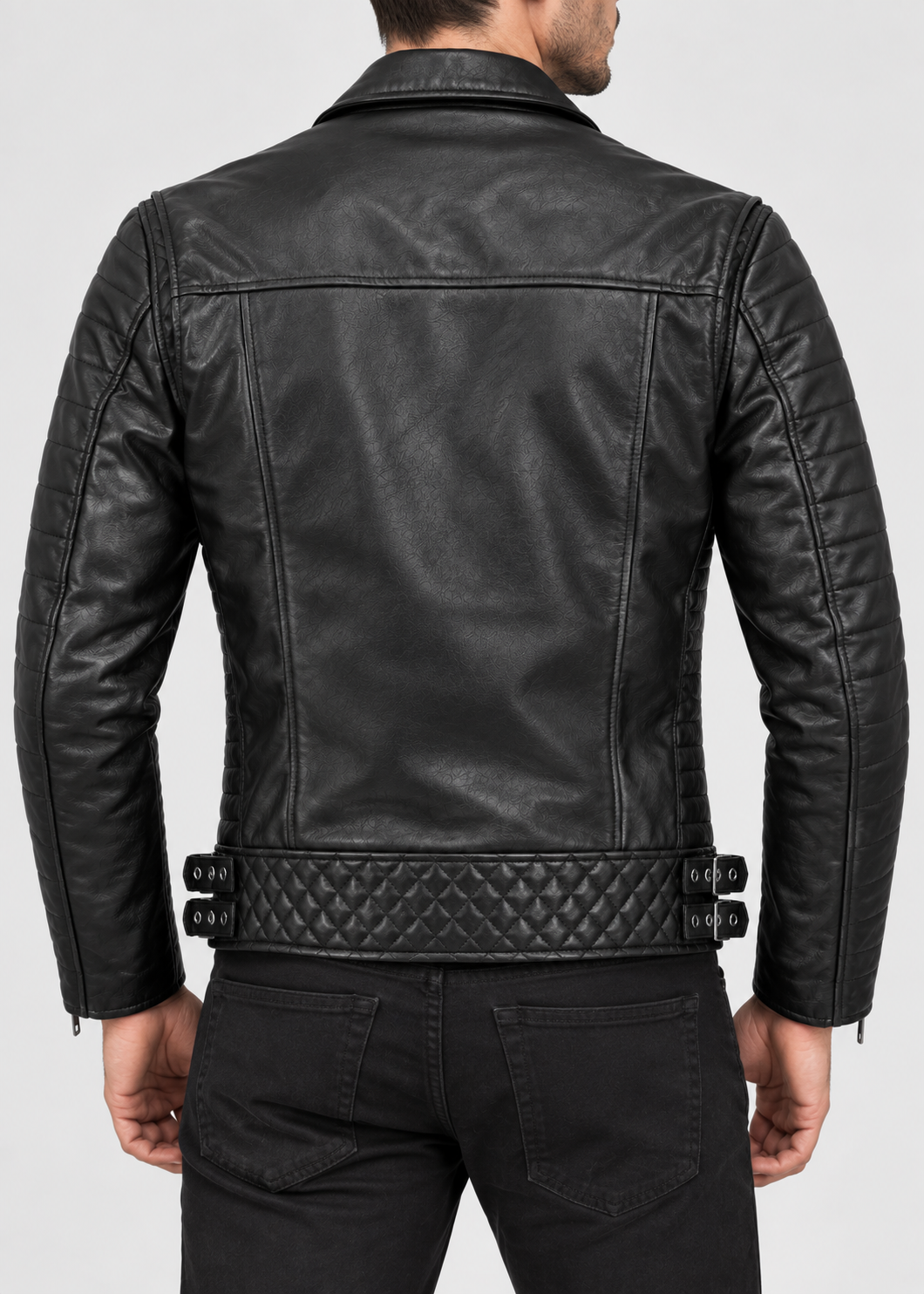 Men's Luxe Leather Jacket | Men | PU Leather | Slim Fit Stand Collar Zip Front | Steven & Levon