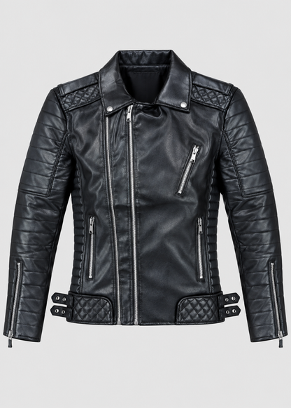 Men's Luxe Leather Jacket | Men | PU Leather | Slim Fit Stand Collar Zip Front | Steven & Levon