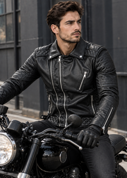 Men's Luxe Leather Jacket | Men | PU Leather | Slim Fit Stand Collar Zip Front | Steven & Levon