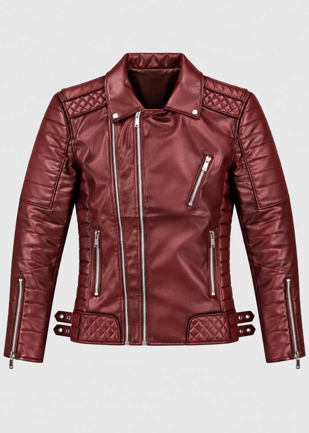 Men's Luxe Leather Jacket | Men | PU Leather | Slim Fit Stand Collar Zip Front | Steven & Levon