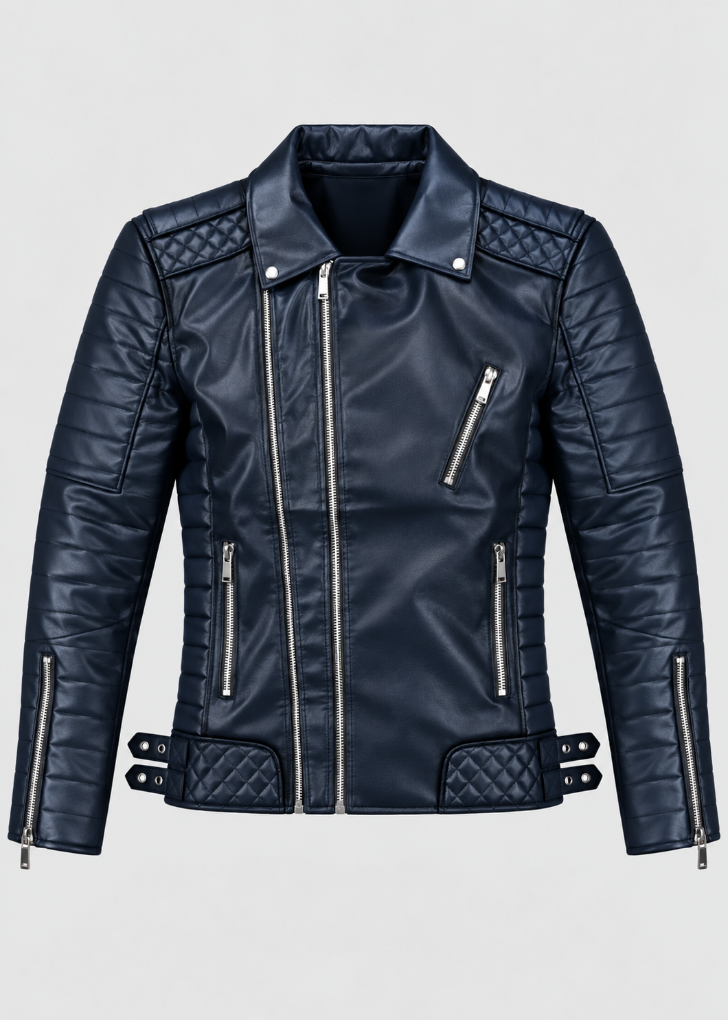 Men's Luxe Leather Jacket | Men | PU Leather | Slim Fit Stand Collar Zip Front | Steven & Levon