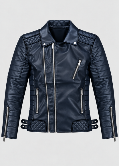 Men's Luxe Leather Jacket | Men | PU Leather | Slim Fit Stand Collar Zip Front | Steven & Levon