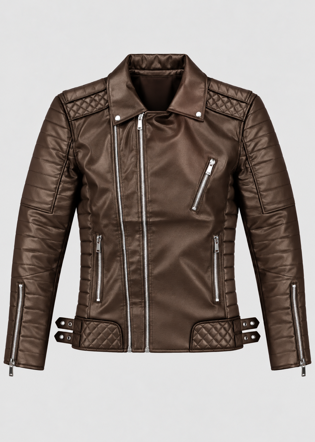 Men's Luxe Leather Jacket | Men | PU Leather | Slim Fit Stand Collar Zip Front | Steven & Levon