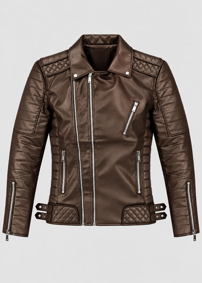 Men's Luxe Leather Jacket | Men | PU Leather | Slim Fit Stand Collar Zip Front | Steven & Levon