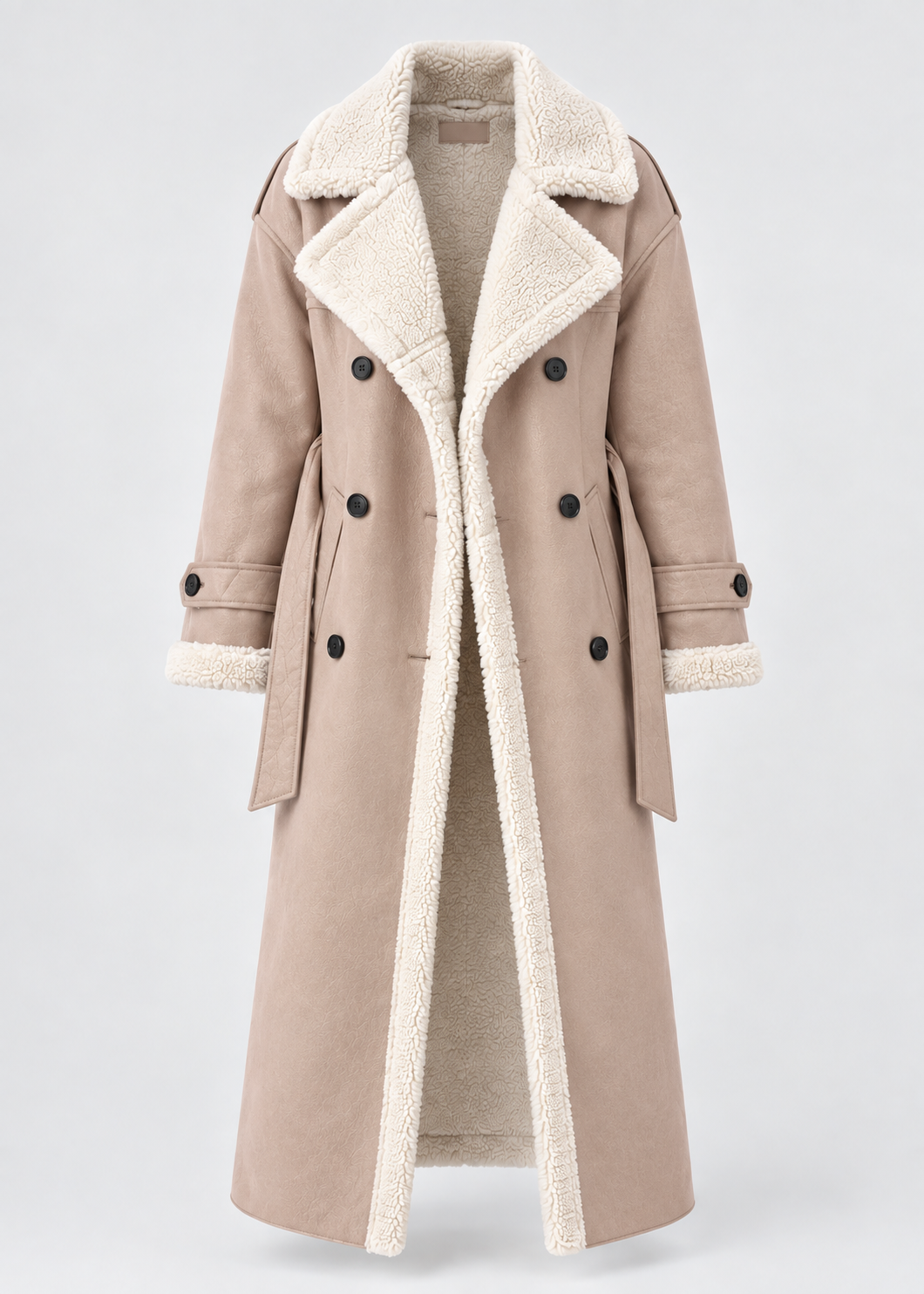 Women's Long Elegant Winter Coat | Beige Wool Blend | Classic Warm Outerwear | Steven & Levon