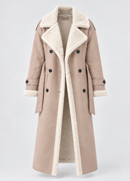 Women's Long Elegant Winter Coat | Beige Wool Blend | Classic Warm Outerwear | Steven & Levon