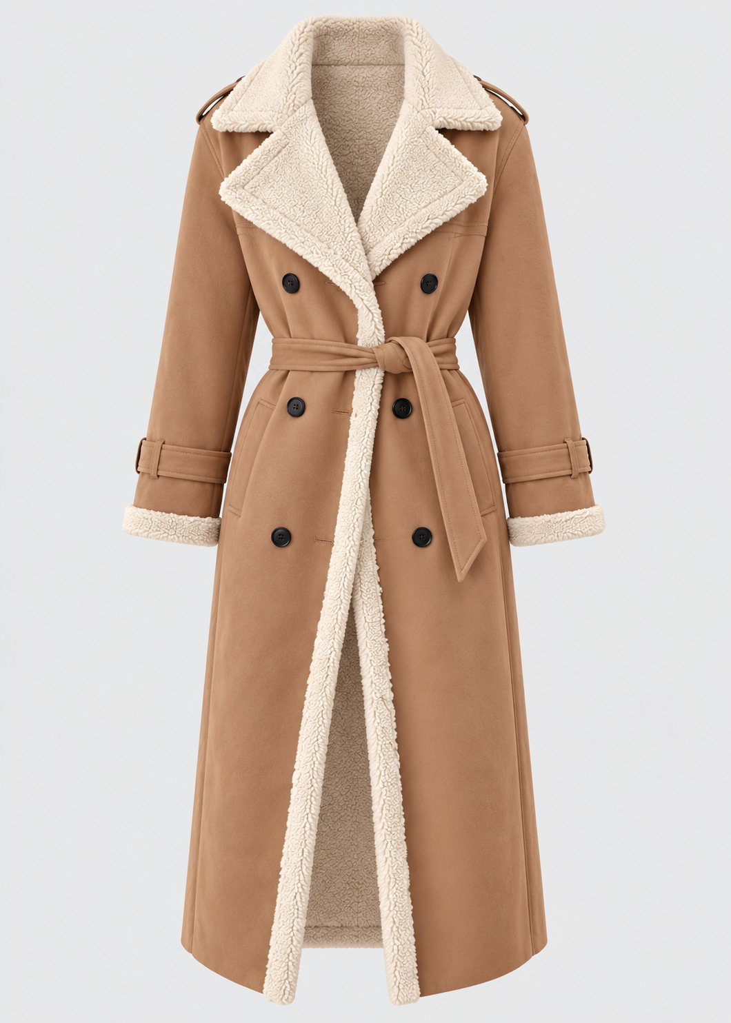 Women's Long Elegant Winter Coat | Beige Wool Blend | Classic Warm Outerwear | Steven & Levon