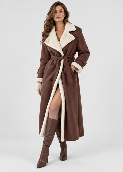 Women's Long Elegant Winter Coat | Beige Wool Blend | Classic Warm Outerwear | Steven & Levon