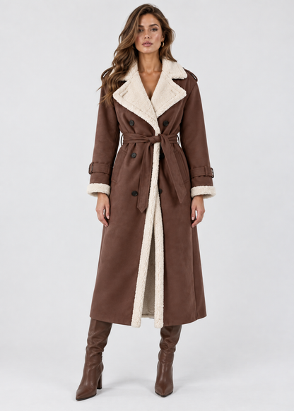 Women's Long Elegant Winter Coat | Beige Wool Blend | Classic Warm Outerwear | Steven & Levon