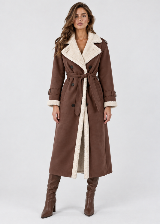 Women's Long Elegant Winter Coat | Beige Wool Blend | Classic Warm Outerwear | Steven & Levon
