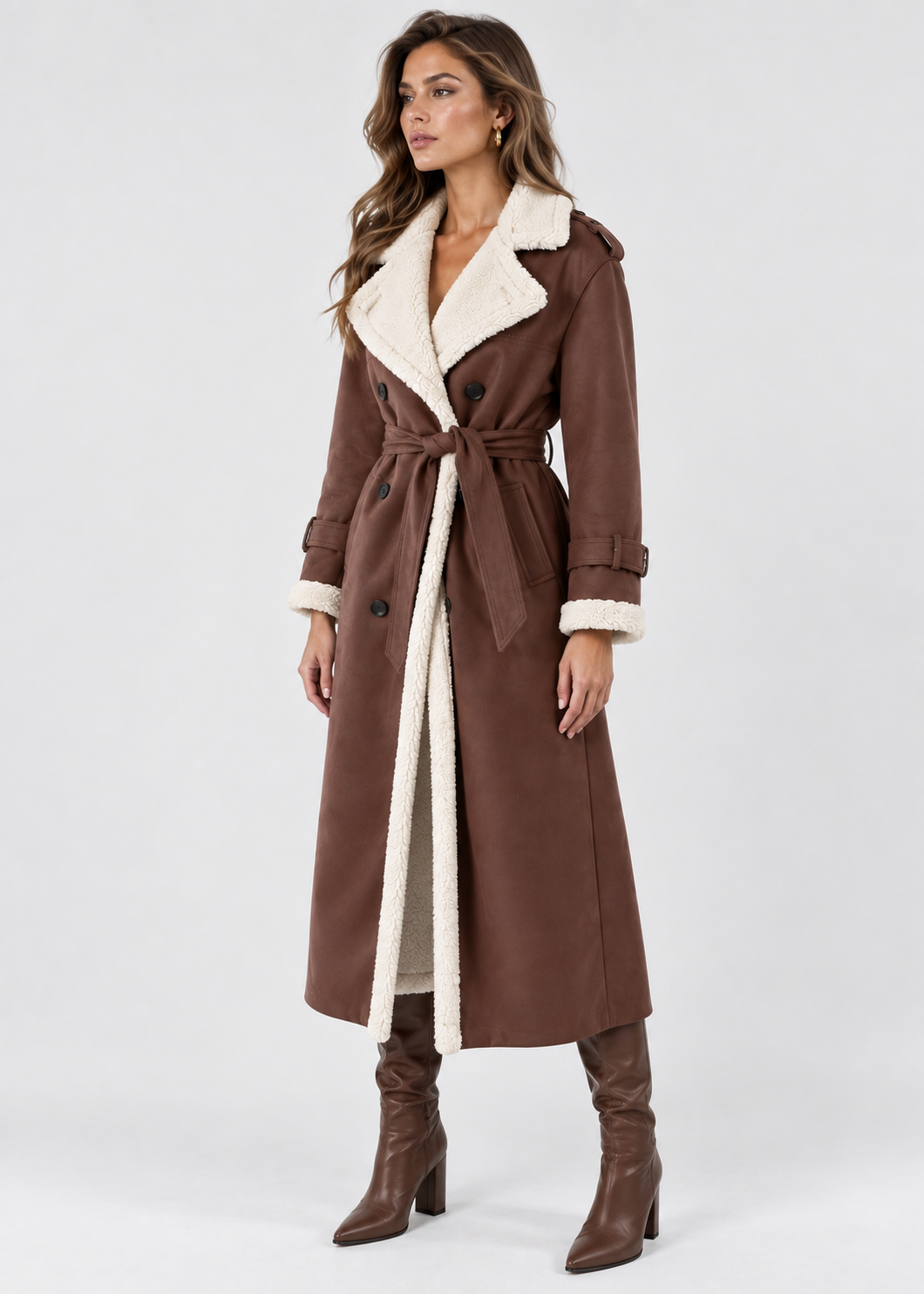Women's Long Elegant Winter Coat | Beige Wool Blend | Classic Warm Outerwear | Steven & Levon