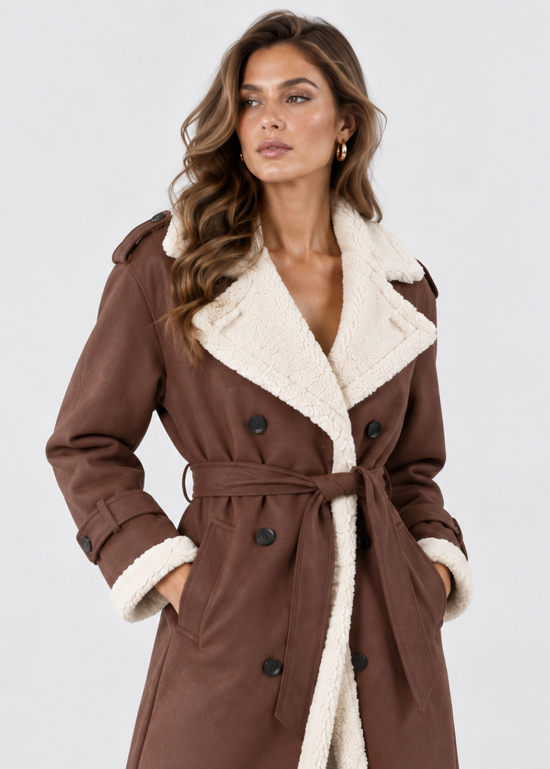 Women's Long Elegant Winter Coat | Beige Wool Blend | Classic Warm Outerwear | Steven & Levon