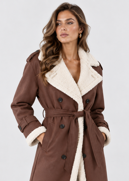 Women's Long Elegant Winter Coat | Beige Wool Blend | Classic Warm Outerwear | Steven & Levon