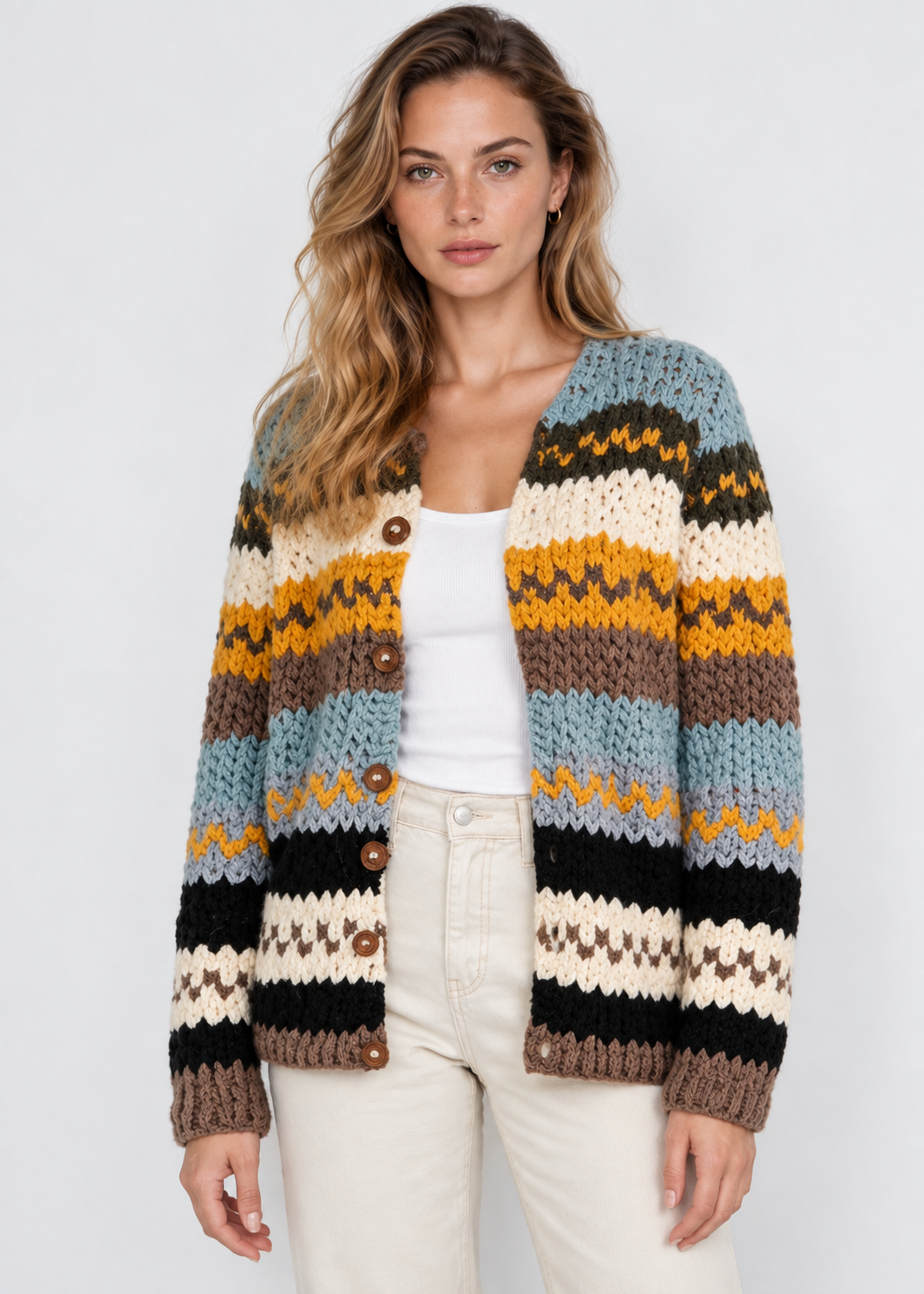 Women's Art Knit Cardigan | Button Front | Soft Knit | Steven & Levon