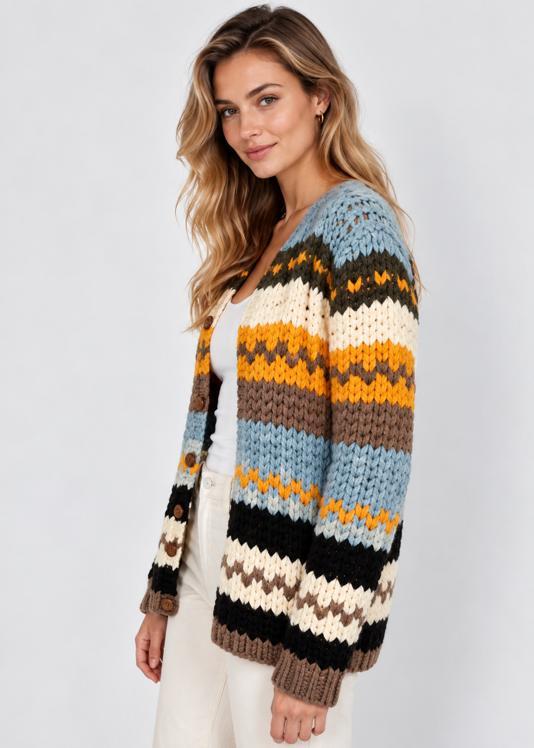 Women's Art Knit Cardigan | Button Front | Soft Knit | Steven & Levon